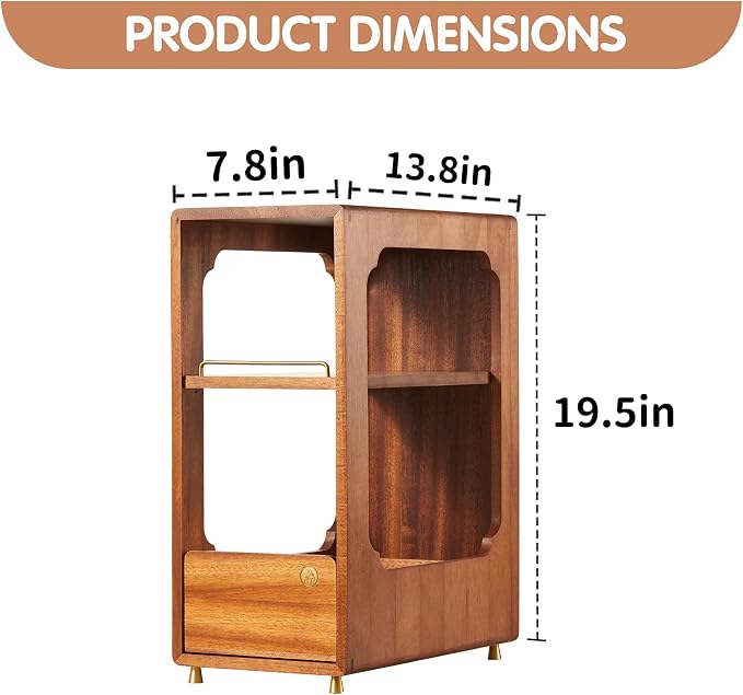 Coffee Bar Organizer for Countertop, 2-Tier Walnut Wood Coffee Station Organizer - Image 3