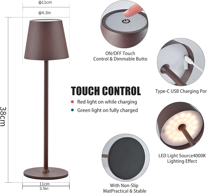 2 Pack Cordless Table Lamp, Portable LED Desk Lamp, 6000mAh Battery Operated - Image 3