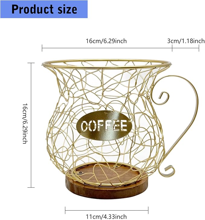 Storage Basket, Iron and Wood Organization Rack, Kitchen Countertop - Image 3