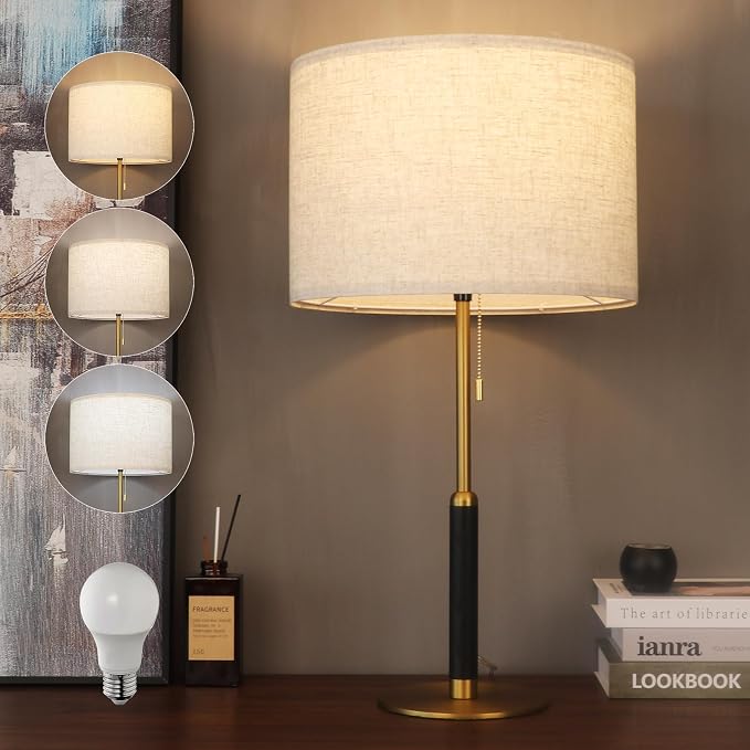 26.4" Pull Chain Table Lamp Modern Mid Century Bedside Lamps by PSDSSHIIS
