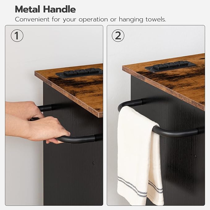 HOOBRO Kitchen Island with Power Outlet, Storage Island with Spice Rack and - Image 8