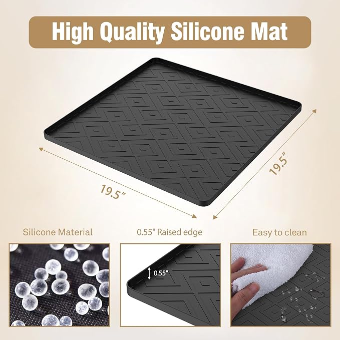 Water Cooler Mat, 19.7" x 19.7" Silicone Water Dispenser Mat, Non Slip Water - Image 2