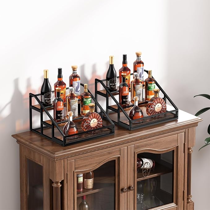 B4Life 2 Pack 3-Tier Liquor Bottle Display Shelf Bar Shelves - Image 2