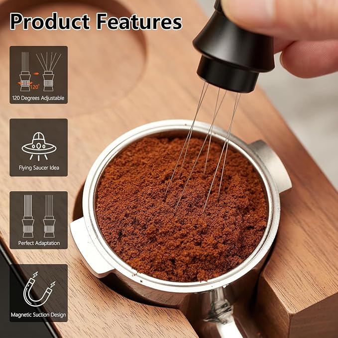 IKAPE 51MM Black Espresso Tool Set 8 IN 1, Coffee Tamper, Distributor, Magnetic - Image 6
