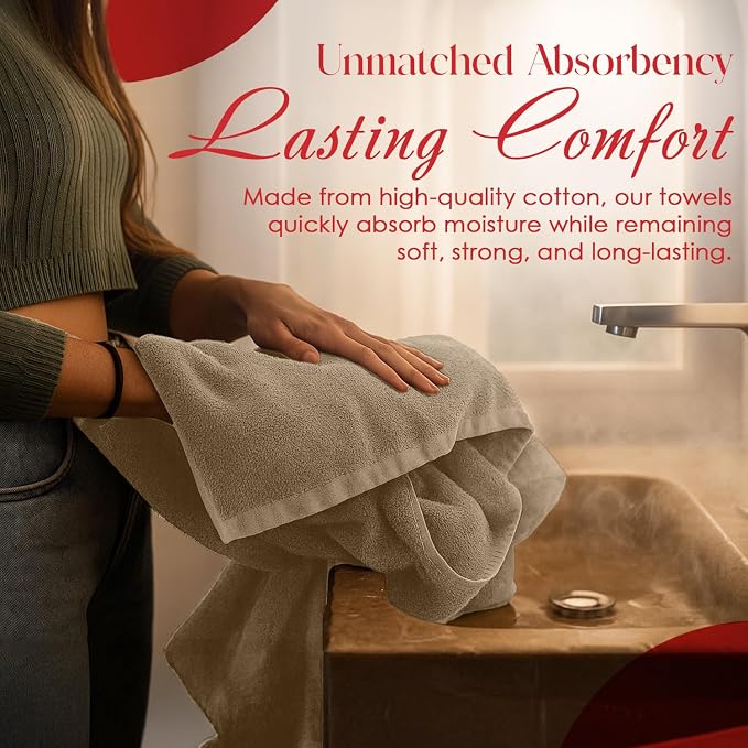 RIVERSIDE Pack of 8 Towels Set, 2 Large Bath, 2 Hand, 4 Face Washcloths - Image 9