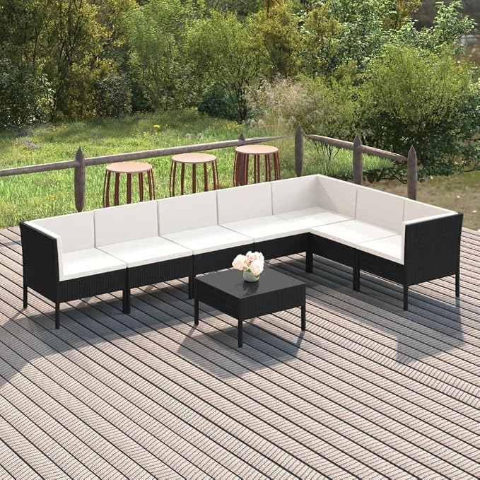 8 Piece Patio Lounge Set with Cushions, Modular PE Rattan Sectional Sofa Group - Image 2
