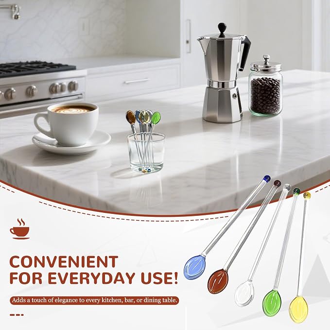 Glass Spoons for Coffee, Reusable Coffee Spoons for Coffee Bar, Tea & Dessert - Image 7