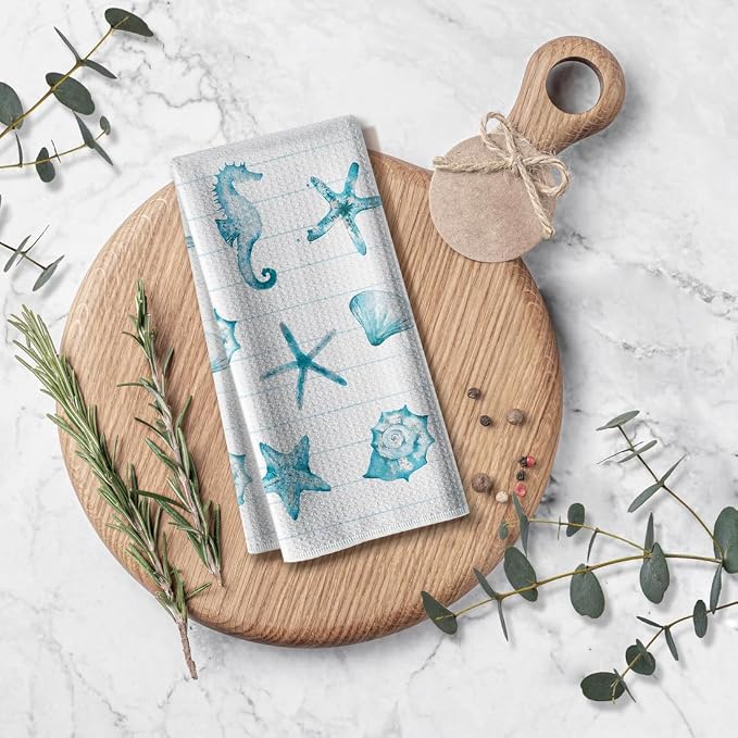 Kitchen Towels for Women-Funny Joked Starfish Seahorse Scallop Ocean Themed - Image 6