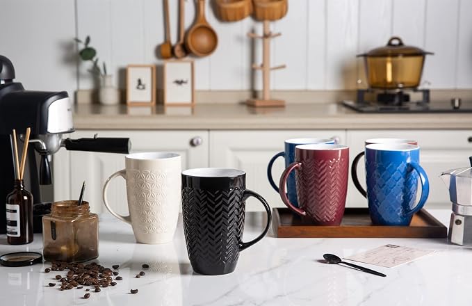 AmorArc Large Coffee Mugs Set of 6, 20oz Ceramic Tall Coffee Mugs Set - Image 2
