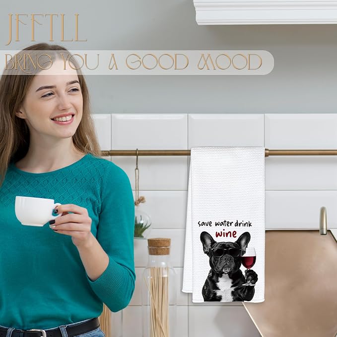 Funny French Bulldog Kitchen Towels, Frenchie Gifts - Image 2