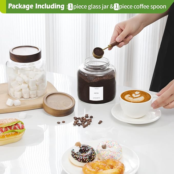 Glass Food Storage Jar with Lids Spoon Thicken Glass Coffee Canister - Image 4