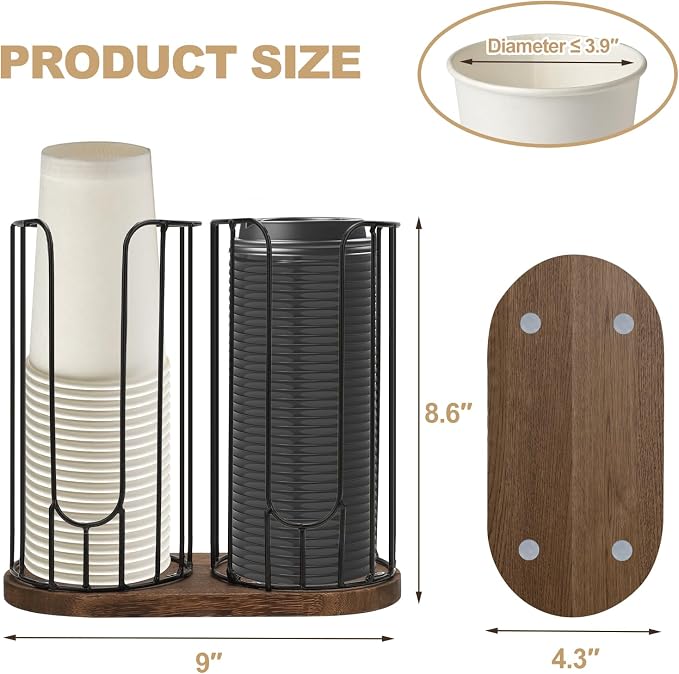 2-Compartment 18oz Coffee Cup Dispenser Rack - Image 2
