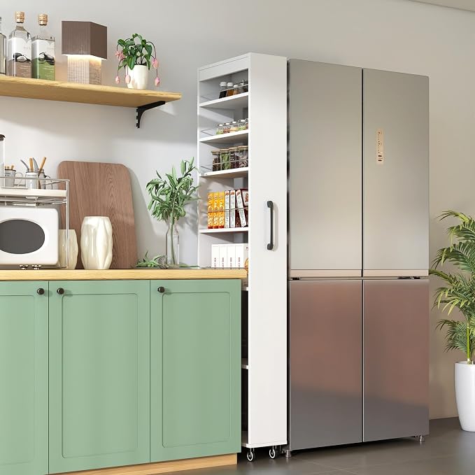 KEIKI 7 Tier Pull-Out Kitchen Pantry Storage Cabinet, Spice Rack Next to Fridge - Image 4