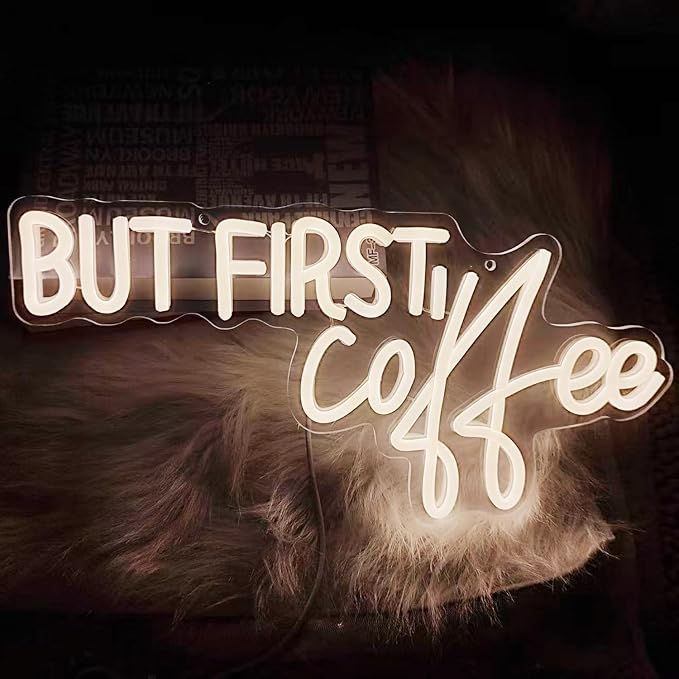 Coffee Bar Signs for Home Kitchen Cafe Corner Shop Decor LED Dimmable But First - Image 2
