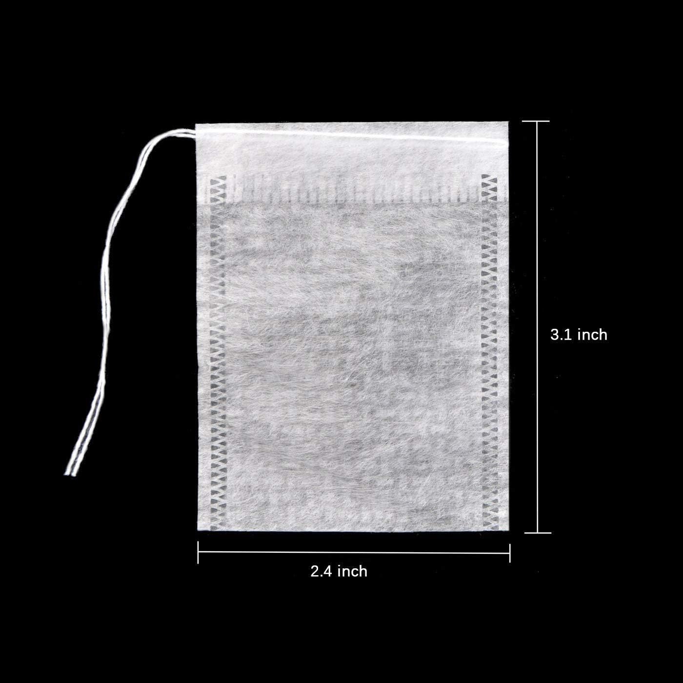 100 Pcs Disposable Tea Bags for Loose Leaf Tea, Biodegradable Tea Filter Bags with Drawstring, Corn Fiber Empty Tea Bags for Loose Leaf Tea (3.54 x 2.75 inch)