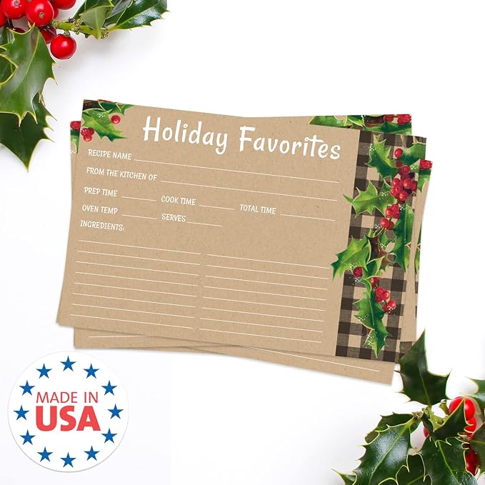 Kraft Look Holiday Favorites Recipe Cards / 50 Rustic Faux Kraft Christmas - Image 6
