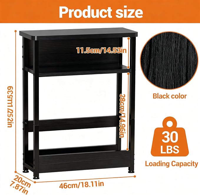 GarveeHome Narrow Side Table for Small Spaces, 3 Tier Small End Table - Image 3