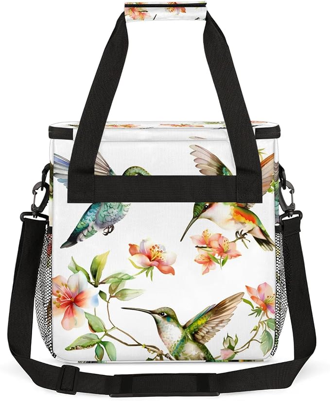 Hummingbird Fower Bird Coffee Maker Carring Bag, Large Insulated Storage - Image 5
