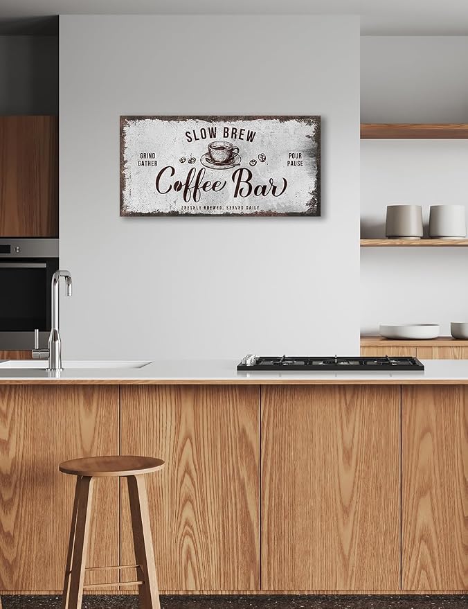 IPIC - Rustic Coffee Bar Sign Slow Brew, Canvas Print Wall Art - Image 4