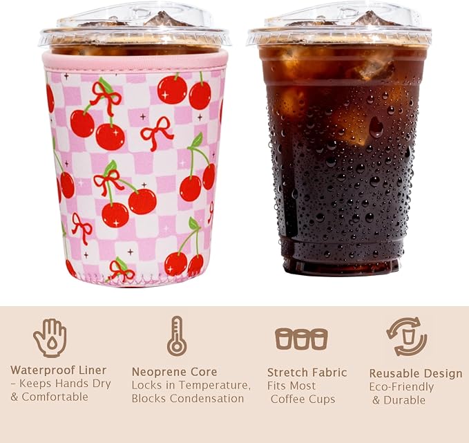 Reusable Insulated Sleeve for Iced Coffee Cup, Coffee Neoprene Sleeve for Cold - Image 6