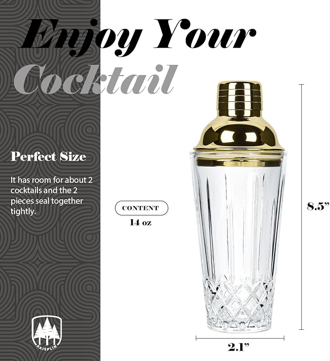 Glass Cocktail Shaker Set with Built-in Strainer - Image 4