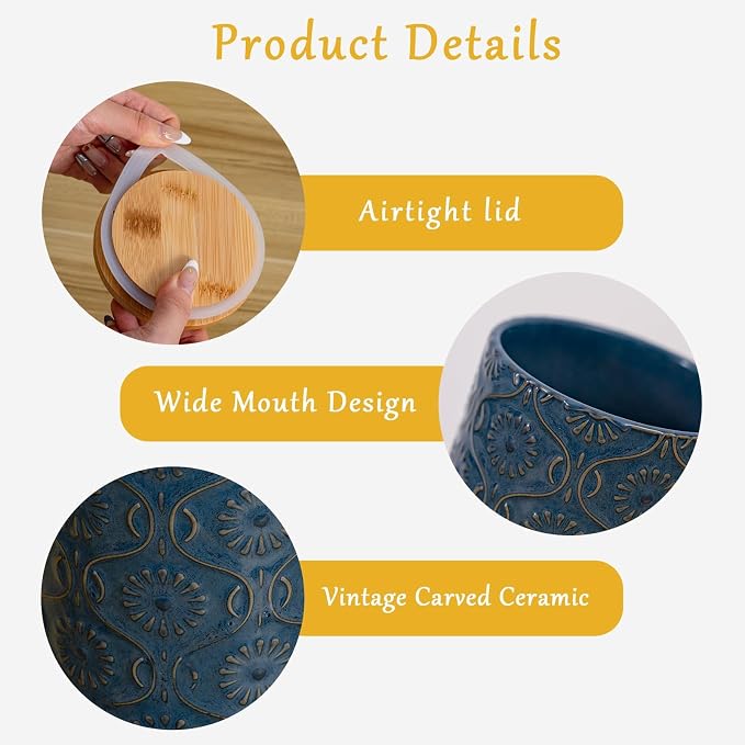 TEATALK Embossed Ceramic Canister, Stylish Airtight Storage - Image 3