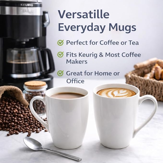 GBhome 12 OZ Off White Coffee Mugs, Ceramic Coffee Cups Set - Image 4