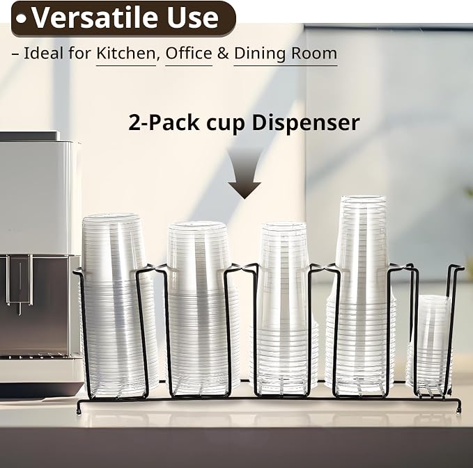 Maxdot 2 Pcs 5 Section Coffee Cup Organizers 23 x 5 x 8.5 Inch Wire Rack Coffee - Image 6
