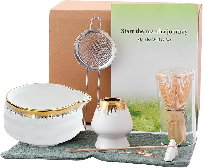 Spouted Matcha Bowl – 7-Piece Matcha Whisk Set, by Unknown