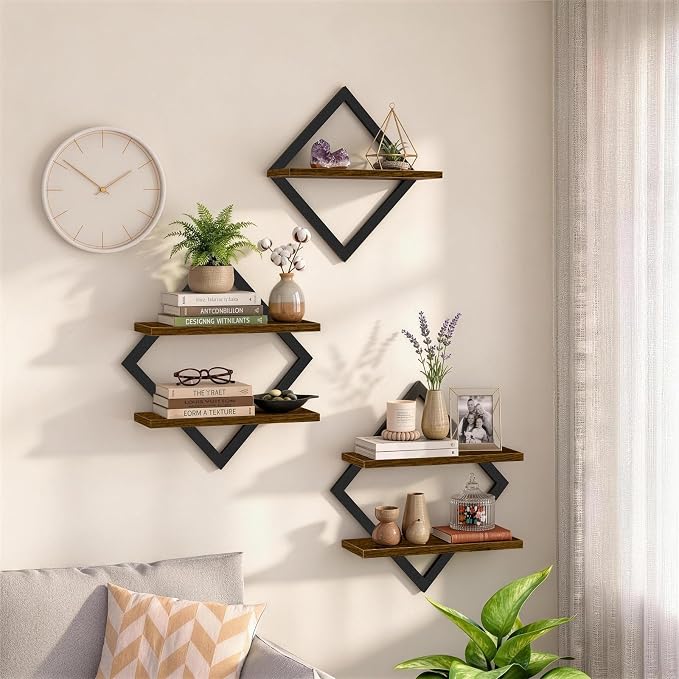 Floating Shelves Set of 3, Decorative Rustic Wall Shelves by Unknown
