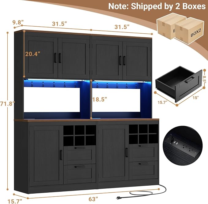 Unikito 72" Tall Pantry Cabinet, Kitchen Pantry Storage Cabinet - Image 2
