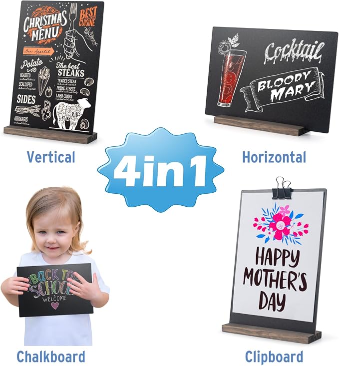 ONUPGO Mini Chalkboard Signs, 6 x 9 Inch Vintage Tabletop Chalk Board Sign - Image 3