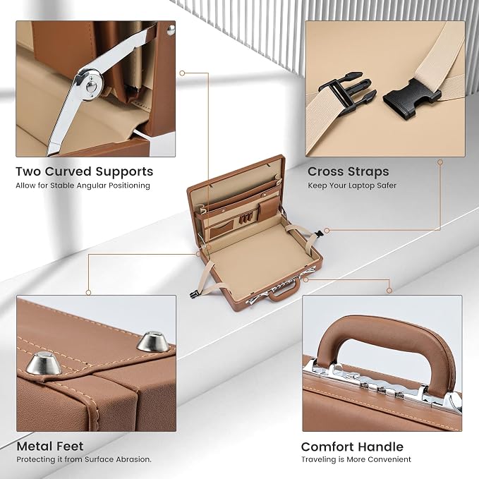Briefcases for Men, Carrying Case Document Professional Leather Briefcase - Image 8