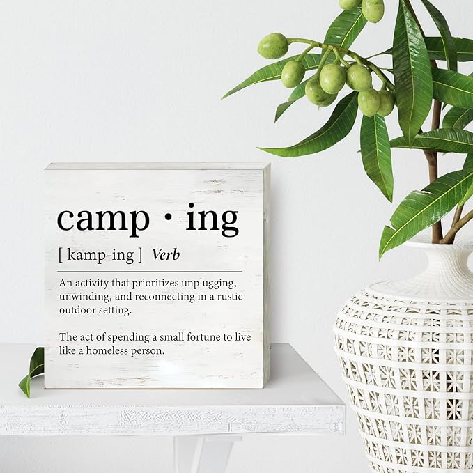 Funny Camping Definition Wood Box Sign Home Decor Rustic Camping Wooden Box - Image 4