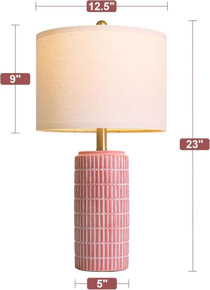PoKat 23" Ceramic Table Lamps for Living Room, Farmhouse Bedside Lamps Set of 2 - Image 8