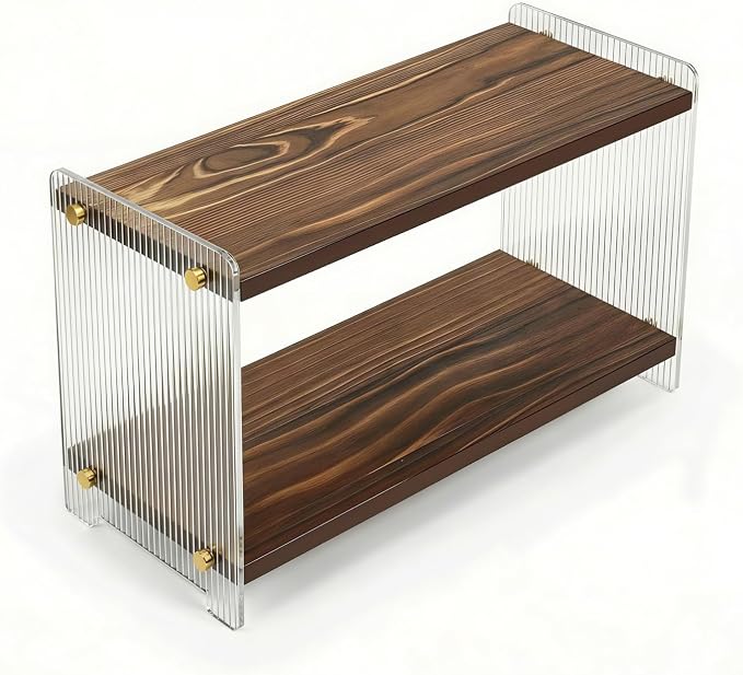 Coffee Station Organizer 2 Tier, Solid Wood Mug Shelffor Coffee Bar, Matcha by REEGII