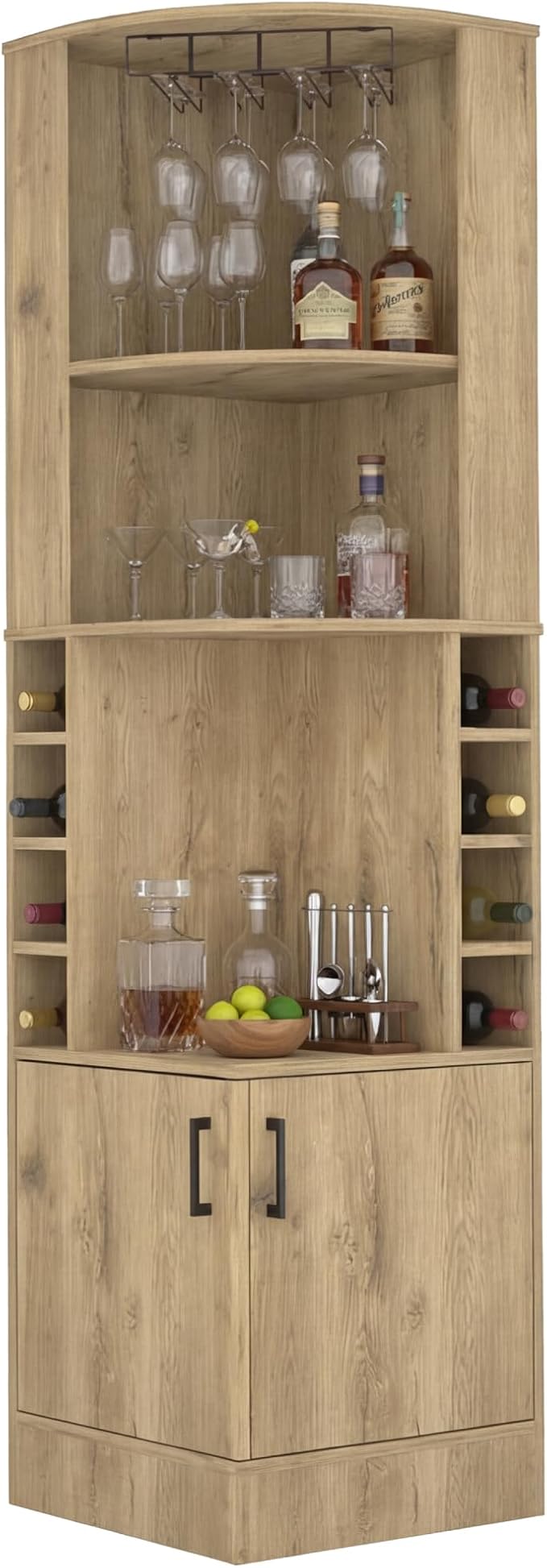Tuhome Syrah Corner Bar Cabinet, Tall 71.1" Liquor Cabinet by TUHOME