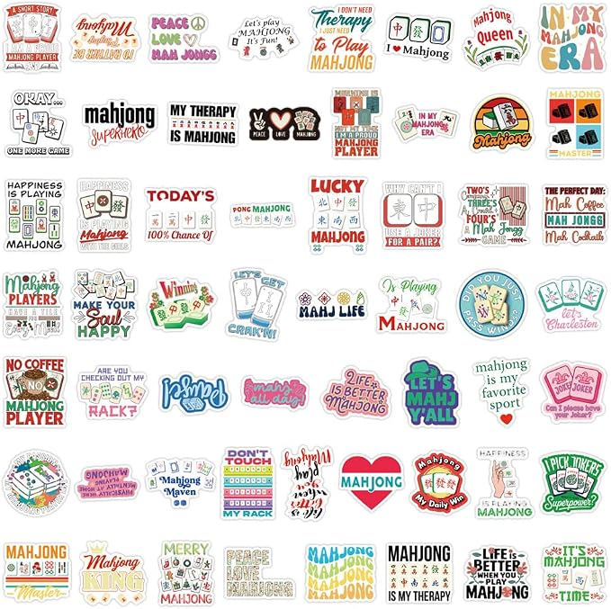 55PCS MahjongStickers, Funny Tile Game Vinyl Decals, Waterproof Stickers - Image 6