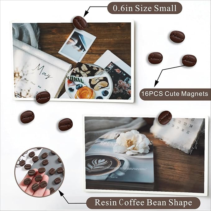 22Pcs Cute Coffee Bean Decor Fridge Magnets, Gift - Image 3