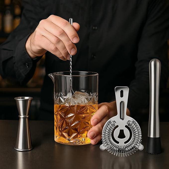 Cocktail Mixing Glass Kit, 24 OZ Crystal Stirring Glass - Image 3