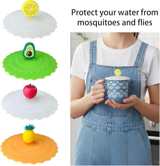 8 Pcs Silicone Cup Covers, Colorful Anti-Dust Coffee Cup Lid Covers - Image 3