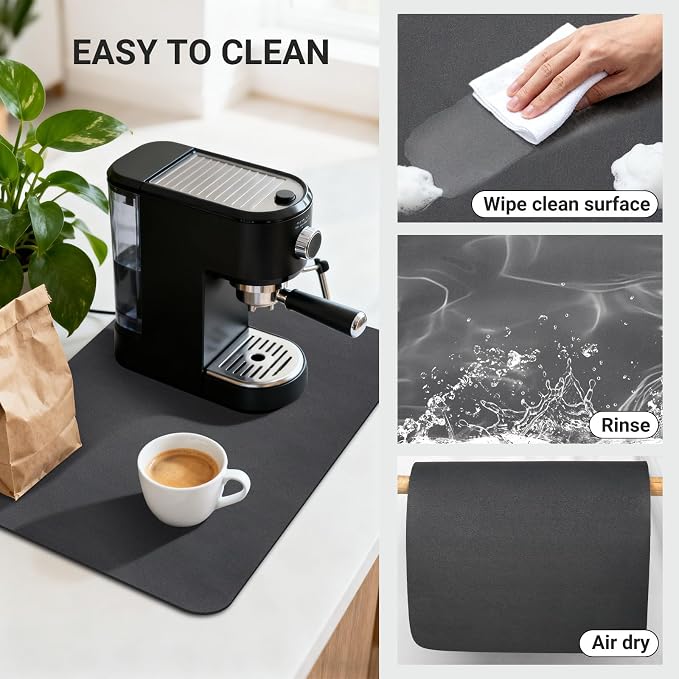 Coffee Mat 32x18 Inch, Absorbent Hide Stain Rubber Backed Dish Drying Mat - Image 4