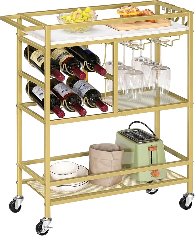 MAHANCRIS Bar Cart for Home, 3-Tier Serving Cart - Image 9
