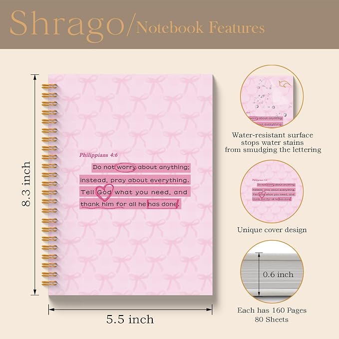 Coquette Pink Bow Christian Spiral Notebook, Christian Journals - Image 2