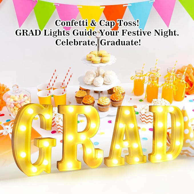 LED Light Up Letters GRAD Sign for Graduation Party Decorations 2025, Congrats - Image 6