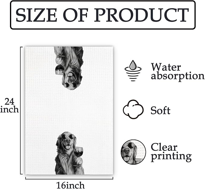 Golden Retriever Gifts Wine Kitchen Towels, Gifts - Image 7
