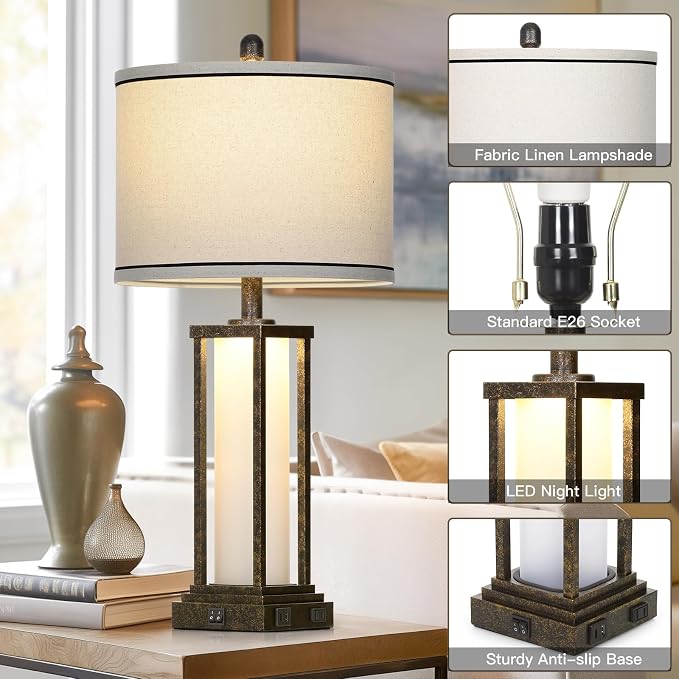 27" Tall Vintage Table Lamp Set of 2 - Image 6