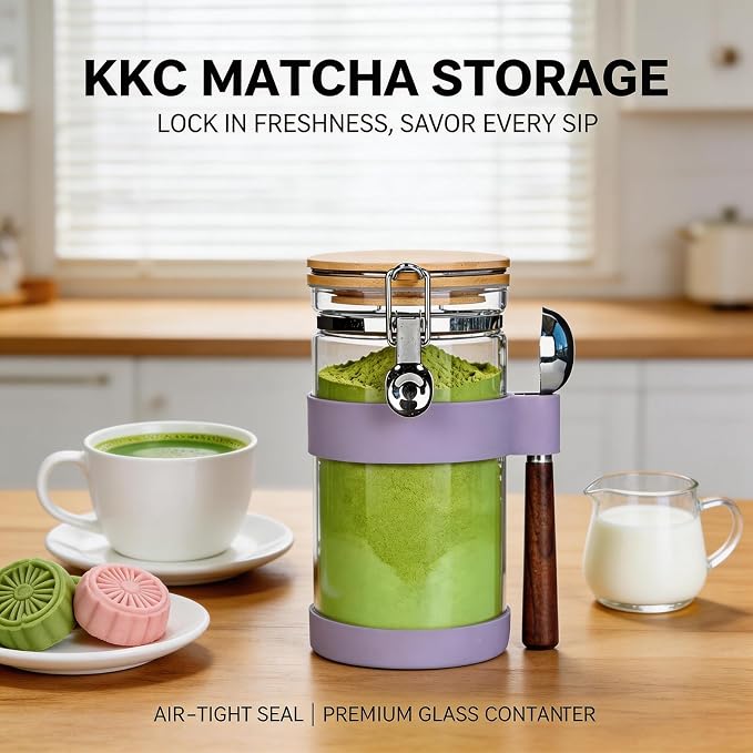 KKC Airtight Glass Matcha Container - 1200ml Large Matcha Storage Jar with - Image 2
