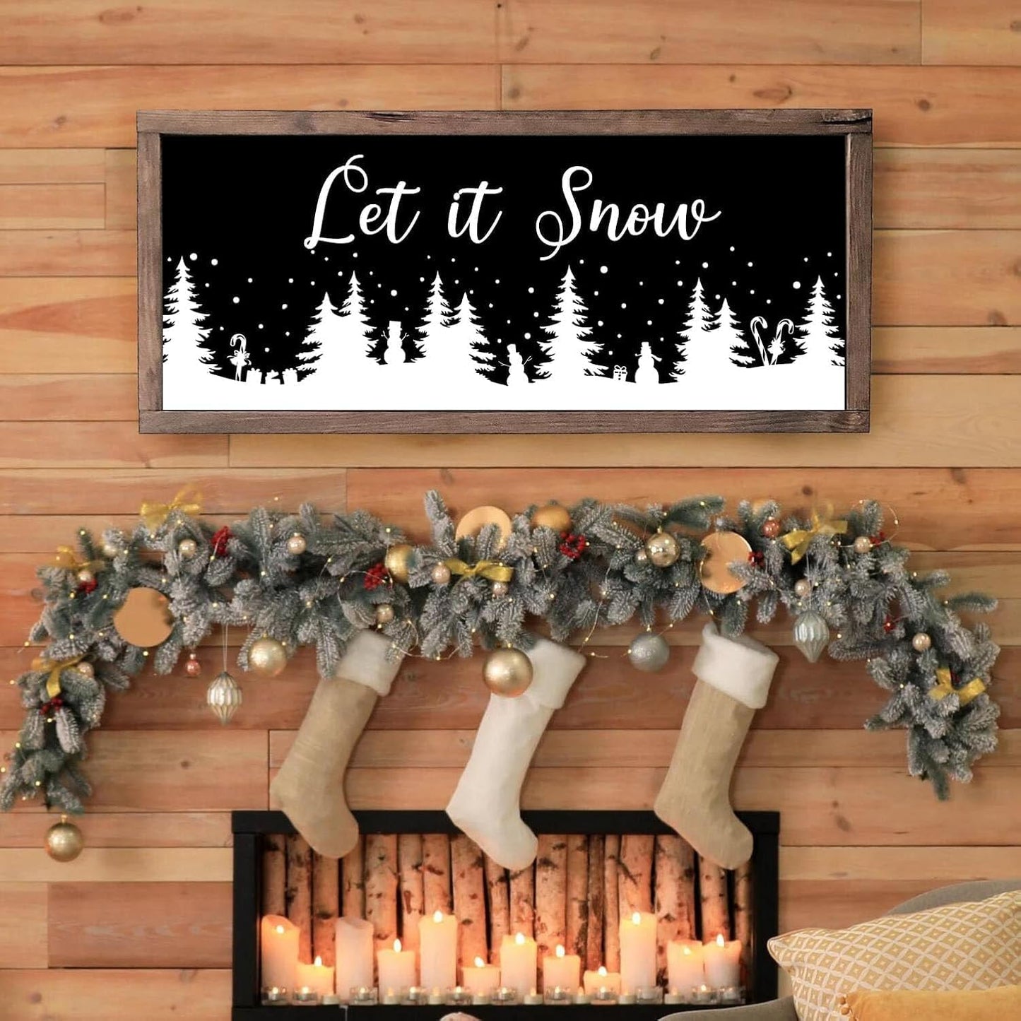Christmas Stencils for Window Glass Large Christmas Stencil Reusable 53.1” Winter Forest House Village Holiday Drawing Templates for Painting on Window Wall Doormat Glass Wood