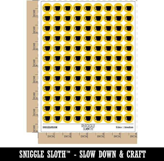 Coffee Mug Cup Solid 200+ Round Stickers - Image 2